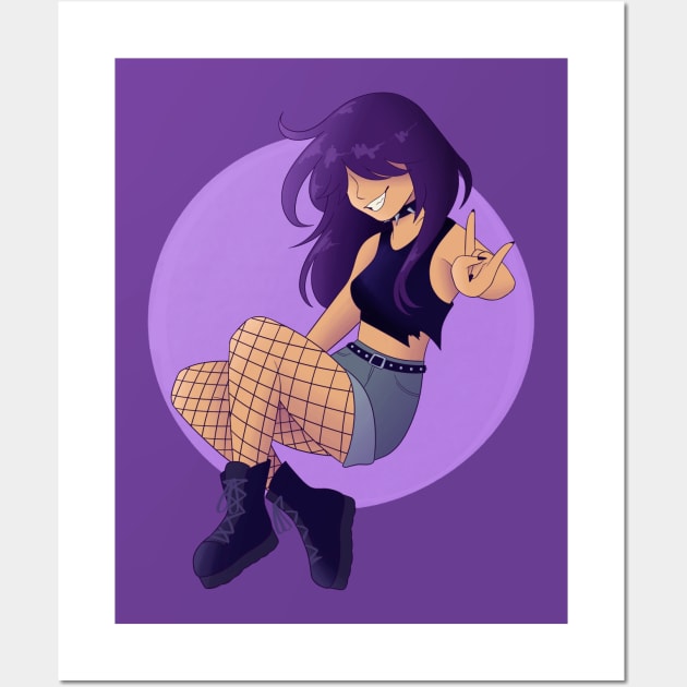 Purple Rocker Girl Wall Art by Heavy Metal Meow